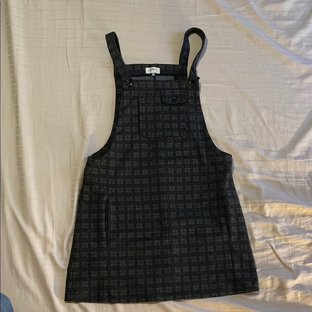 Black and Gray Checkered Pinafore Dress